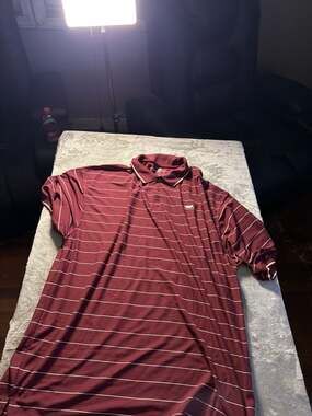 Red Rhino Men's 3XL Maroon & White Striped Short Sleeve Polo Shirt
